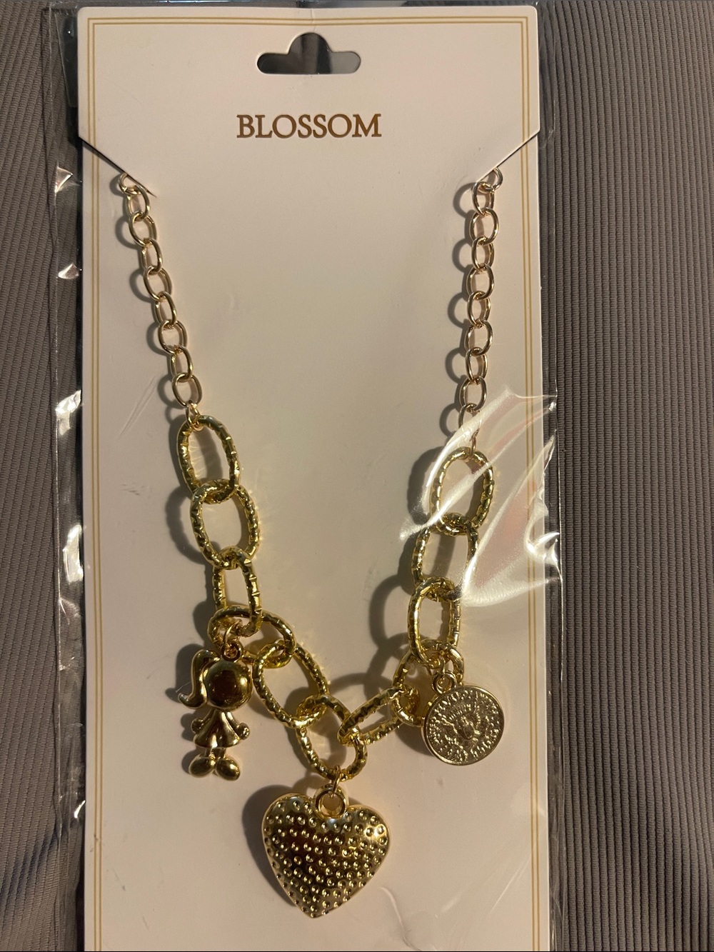 Gold Heart Charm Chain Necklace